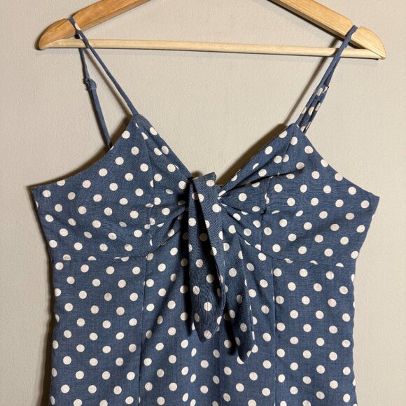 Paper Crane Polka Dot Bodycon Mini Dress Women's Medium Blue White Pin-Up Retro - Picture 5 of 14